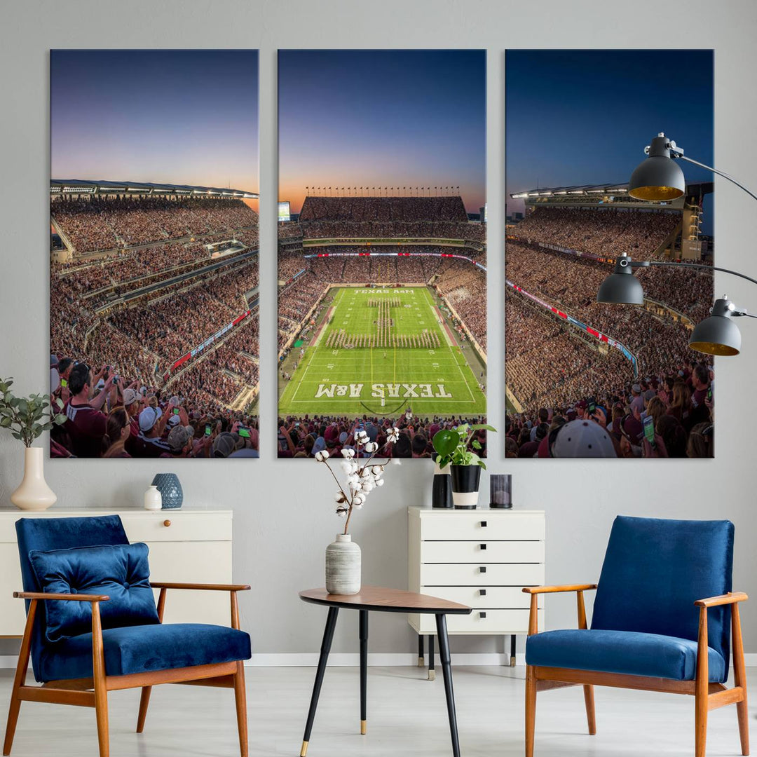 Kyle Field Wall Art Print | Large Texas A&M Aggies Football Canvas Print for Sports Enthusiasts | Framed, Ready-to-Hang Stadium Decor
