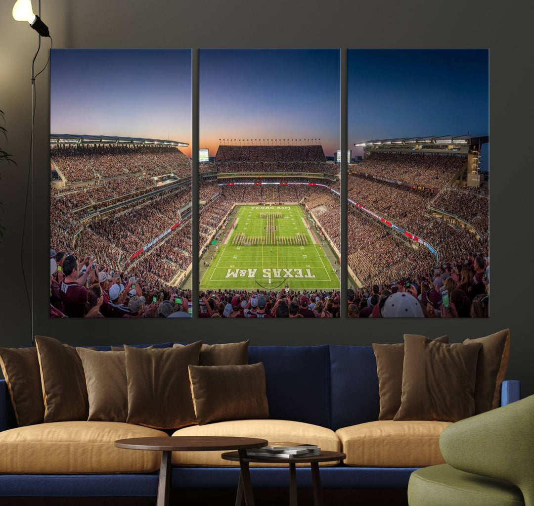 Kyle Field Wall Art Print | Large Texas A&M Aggies Football Canvas Print for Sports Enthusiasts | Framed, Ready-to-Hang Stadium Decor