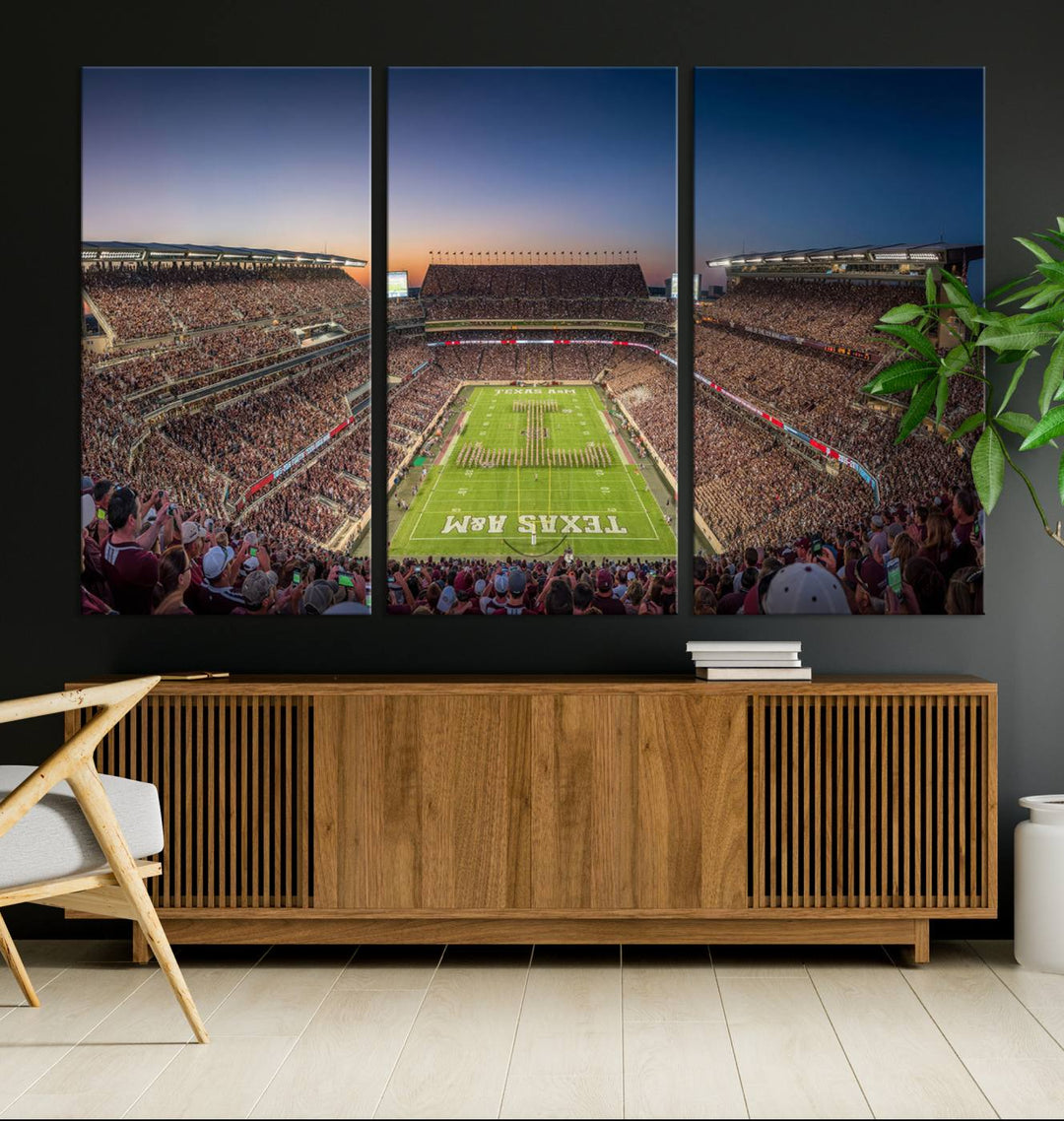 Kyle Field Wall Art Print | Large Texas A&M Aggies Football Canvas Print for Sports Enthusiasts | Framed, Ready-to-Hang Stadium Decor
