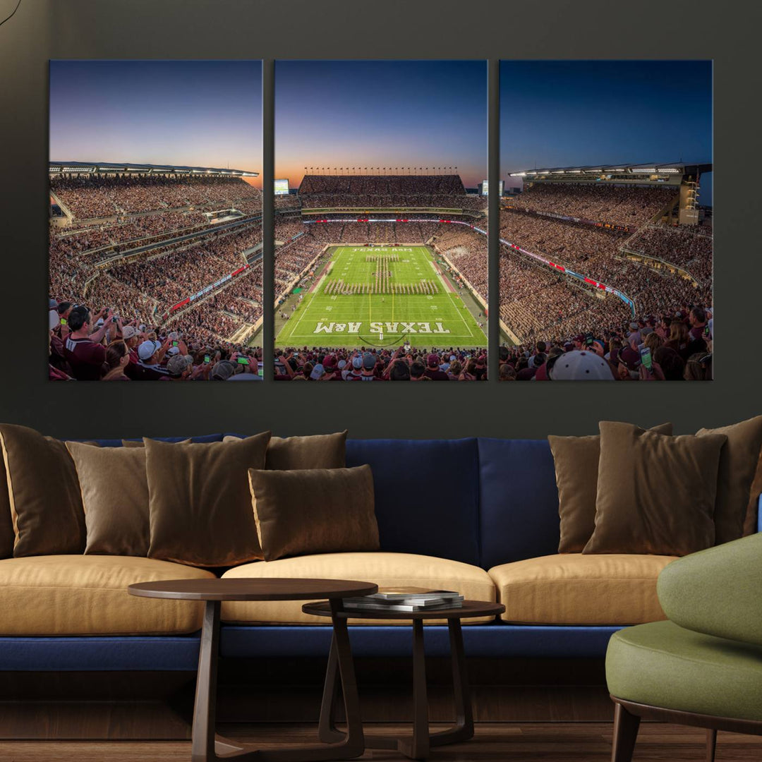 Kyle Field Wall Art Print | Large Texas A&M Aggies Football Canvas Print for Sports Enthusiasts | Framed, Ready-to-Hang Stadium Decor