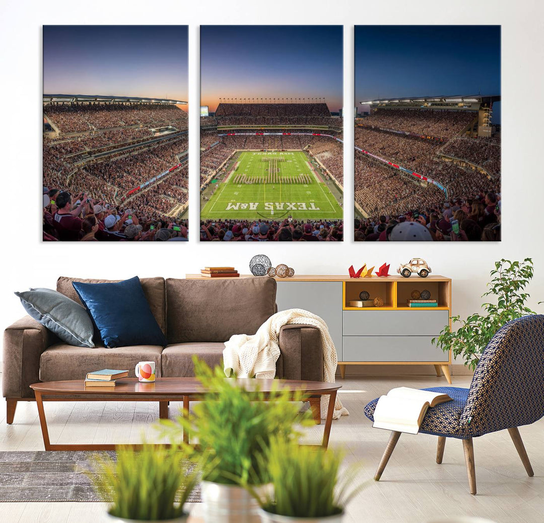 Kyle Field Wall Art Print | Large Texas A&M Aggies Football Canvas Print for Sports Enthusiasts | Framed, Ready-to-Hang Stadium Decor