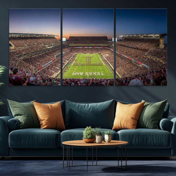 Kyle Field Wall Art Print | Large Texas A&M Aggies Football Canvas Print for Sports Enthusiasts | Framed, Ready-to-Hang Stadium Decor