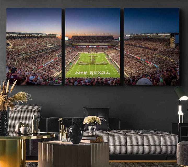 Kyle Field Wall Art Print | Large Texas A&M Aggies Football Canvas Print for Sports Enthusiasts | Framed, Ready-to-Hang Stadium Decor