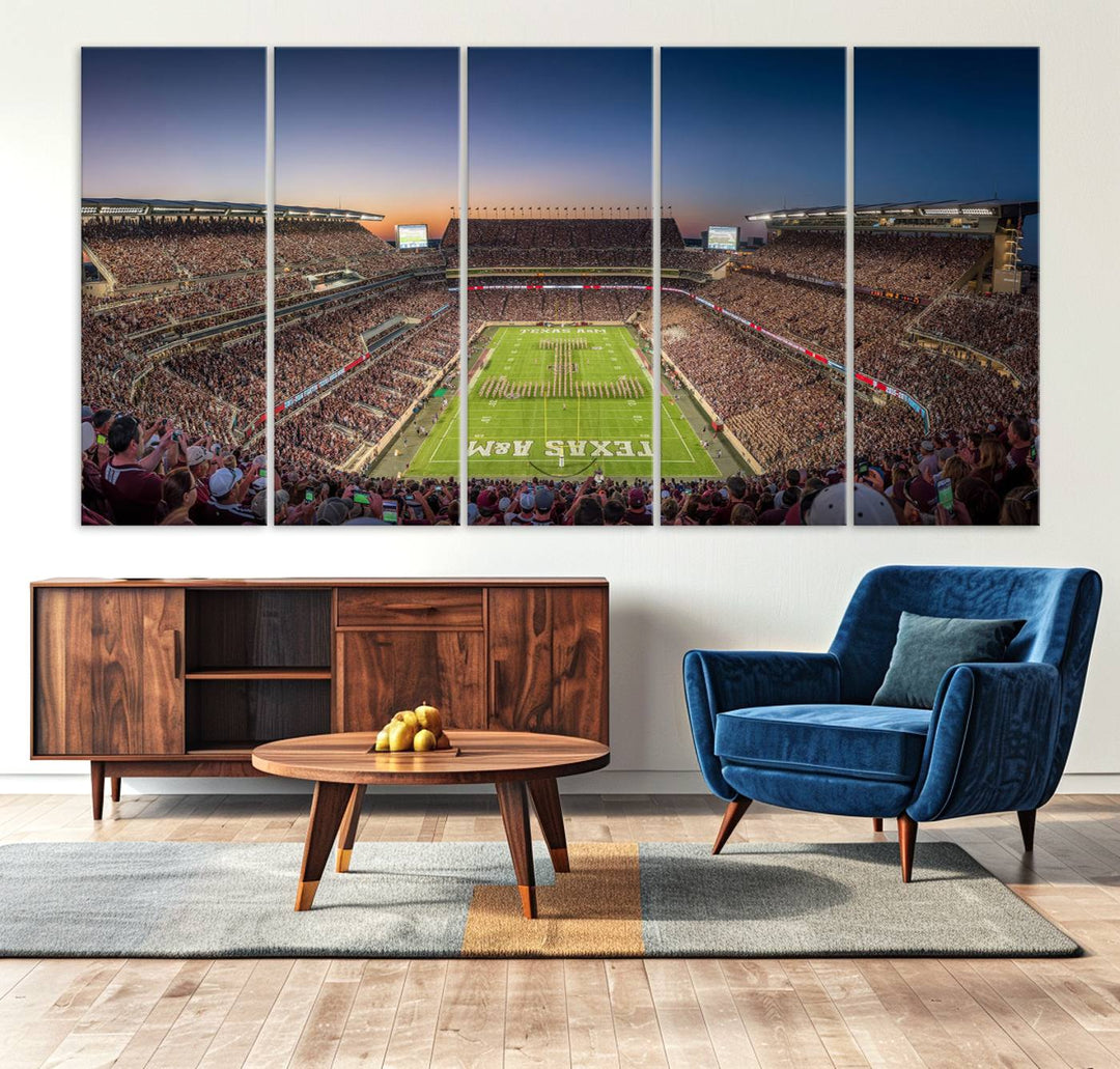 Kyle Field Wall Art Print | Large Texas A&M Aggies Football Canvas Print for Sports Enthusiasts | Framed, Ready-to-Hang Stadium Decor