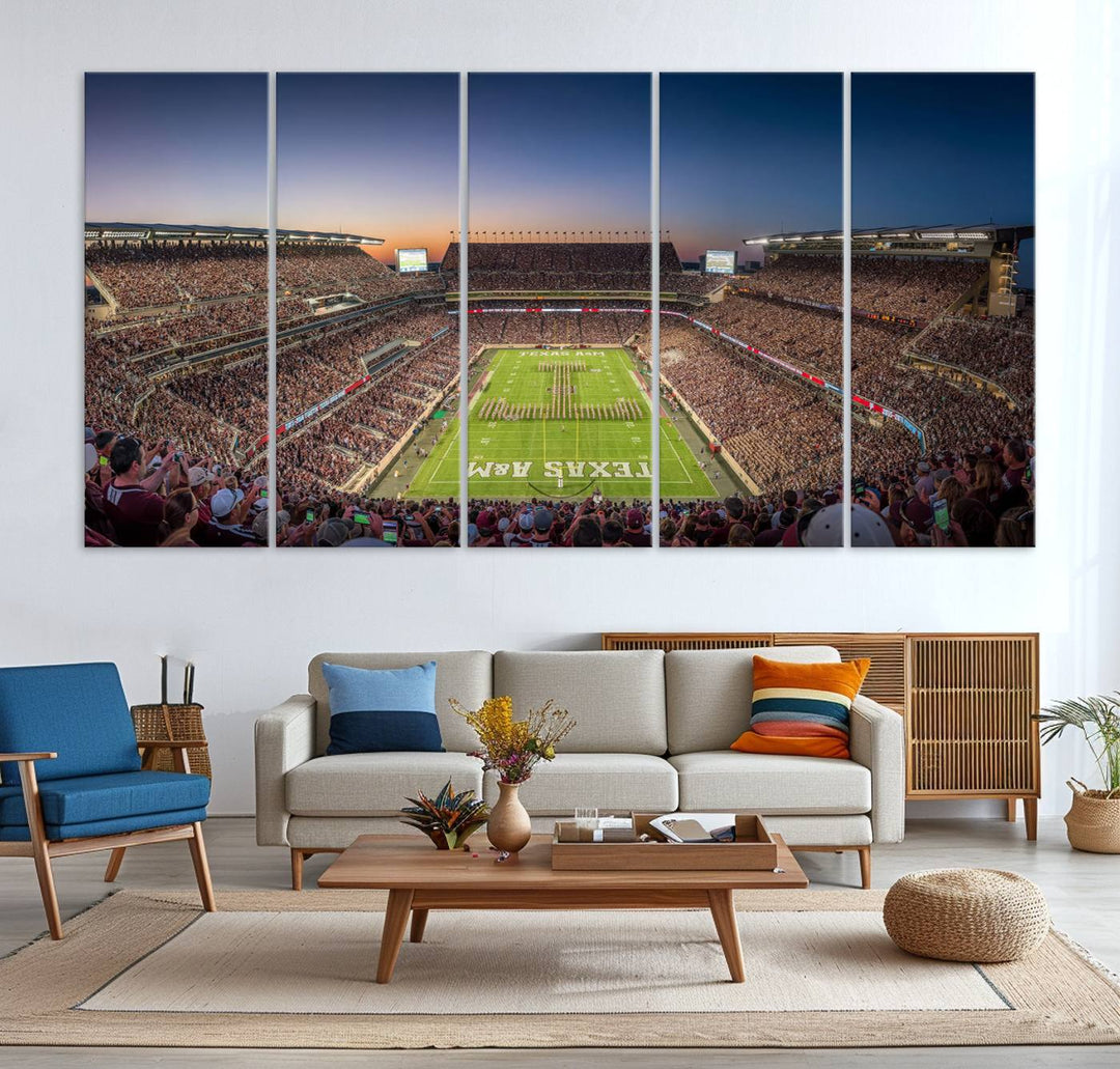 Kyle Field Wall Art Print | Large Texas A&M Aggies Football Canvas Print for Sports Enthusiasts | Framed, Ready-to-Hang Stadium Decor