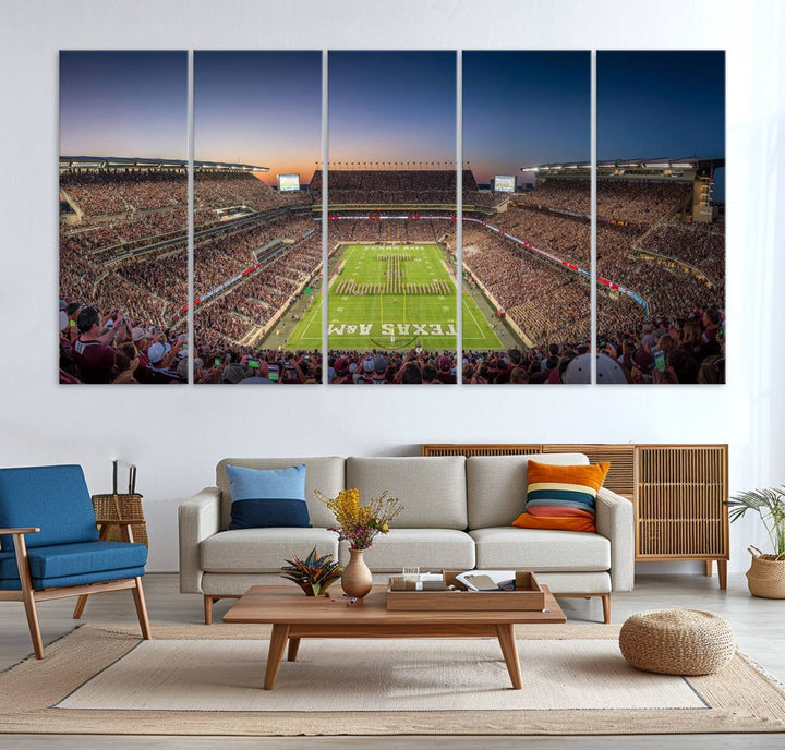 Kyle Field Wall Art Print | Large Texas A&M Aggies Football Canvas Print for Sports Enthusiasts | Framed, Ready-to-Hang Stadium Decor