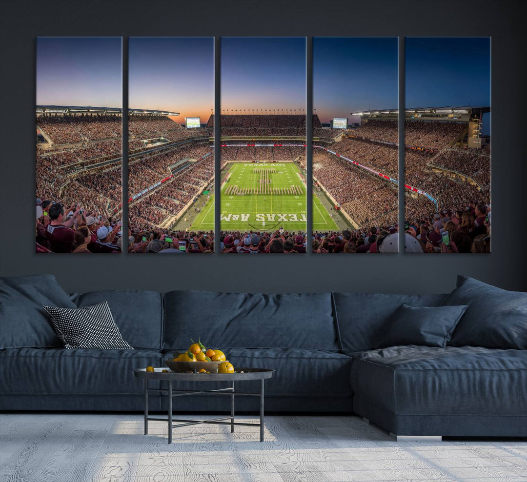Kyle Field Wall Art Print | Large Texas A&M Aggies Football Canvas Print for Sports Enthusiasts | Framed, Ready-to-Hang Stadium Decor