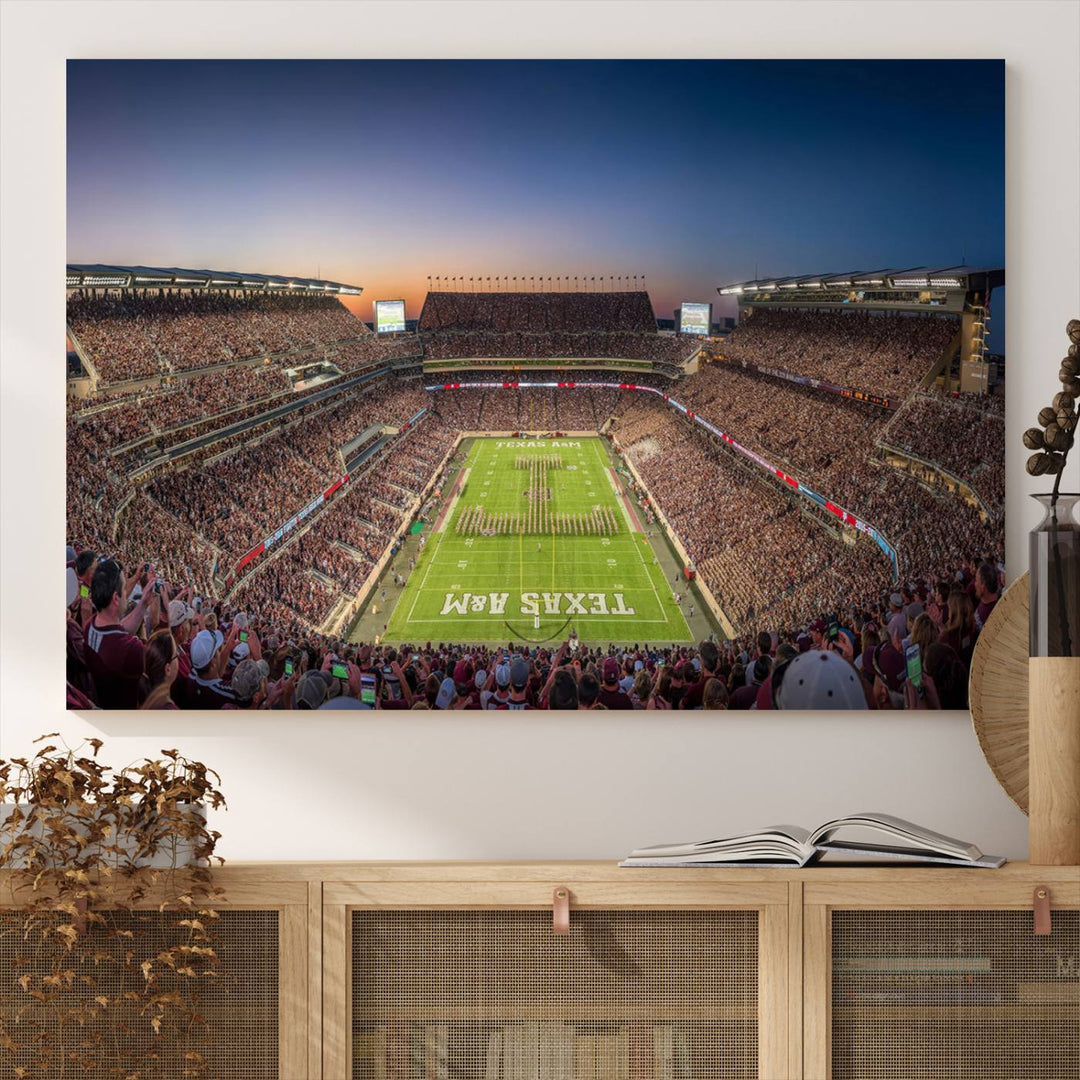 Kyle Field Wall Art Print | Large Texas A&M Aggies Football Canvas Print for Sports Enthusiasts | Framed, Ready-to-Hang Stadium Decor