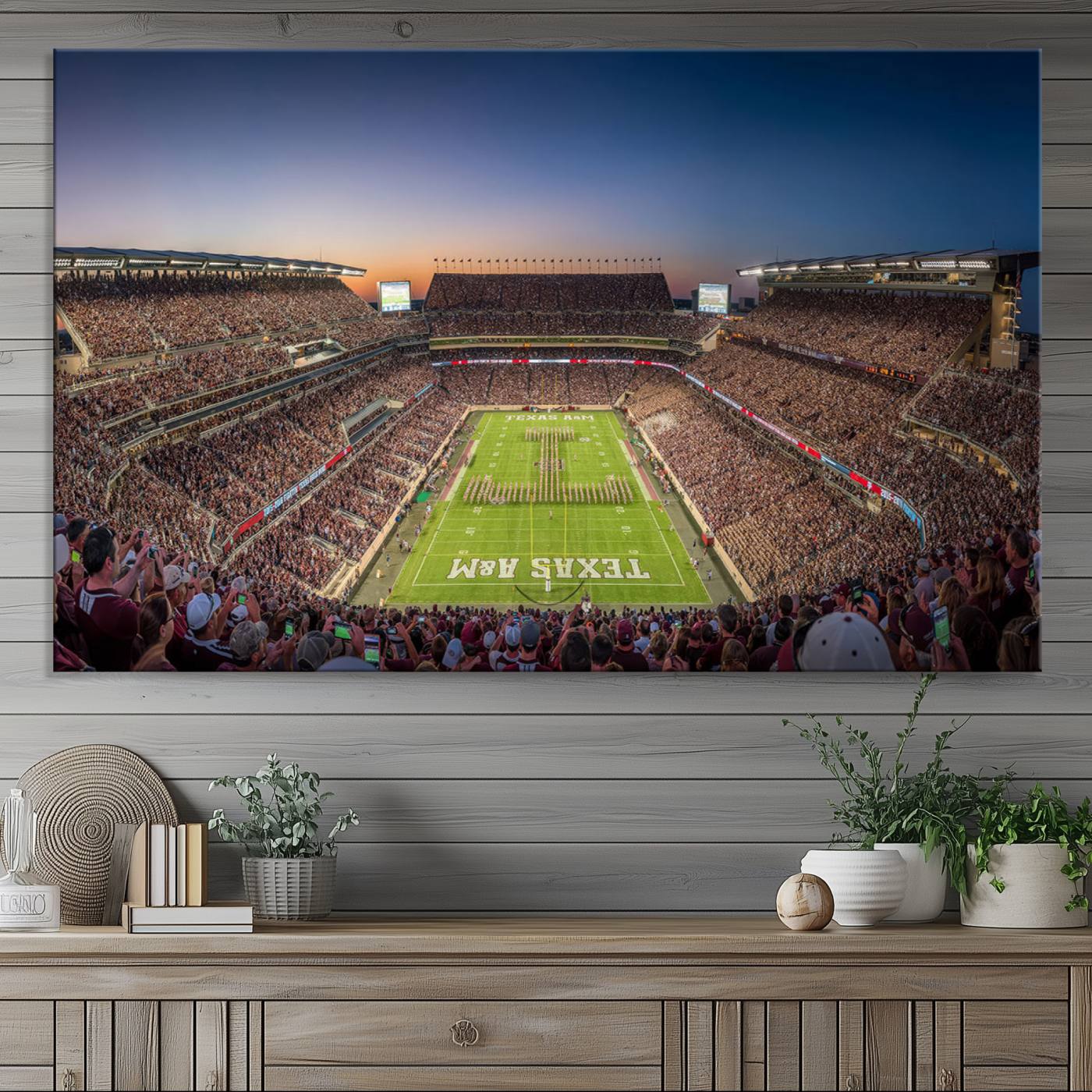 Kyle Field Wall Art Print | Large Texas A&M Aggies Football Canvas Print for Sports Enthusiasts | Framed, Ready-to-Hang Stadium Decor