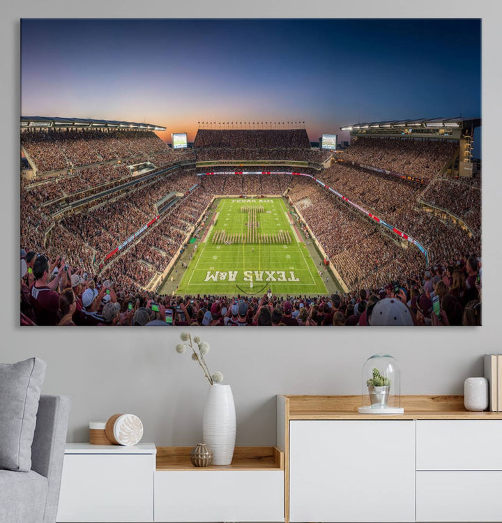 Kyle Field Wall Art Print | Large Texas A&M Aggies Football Canvas Print for Sports Enthusiasts | Framed, Ready-to-Hang Stadium Decor