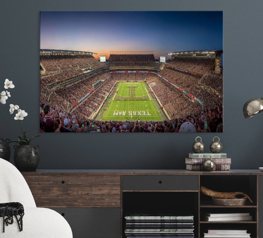 Kyle Field Wall Art Print | Large Texas A&M Aggies Football Canvas Print for Sports Enthusiasts | Framed, Ready-to-Hang Stadium Decor