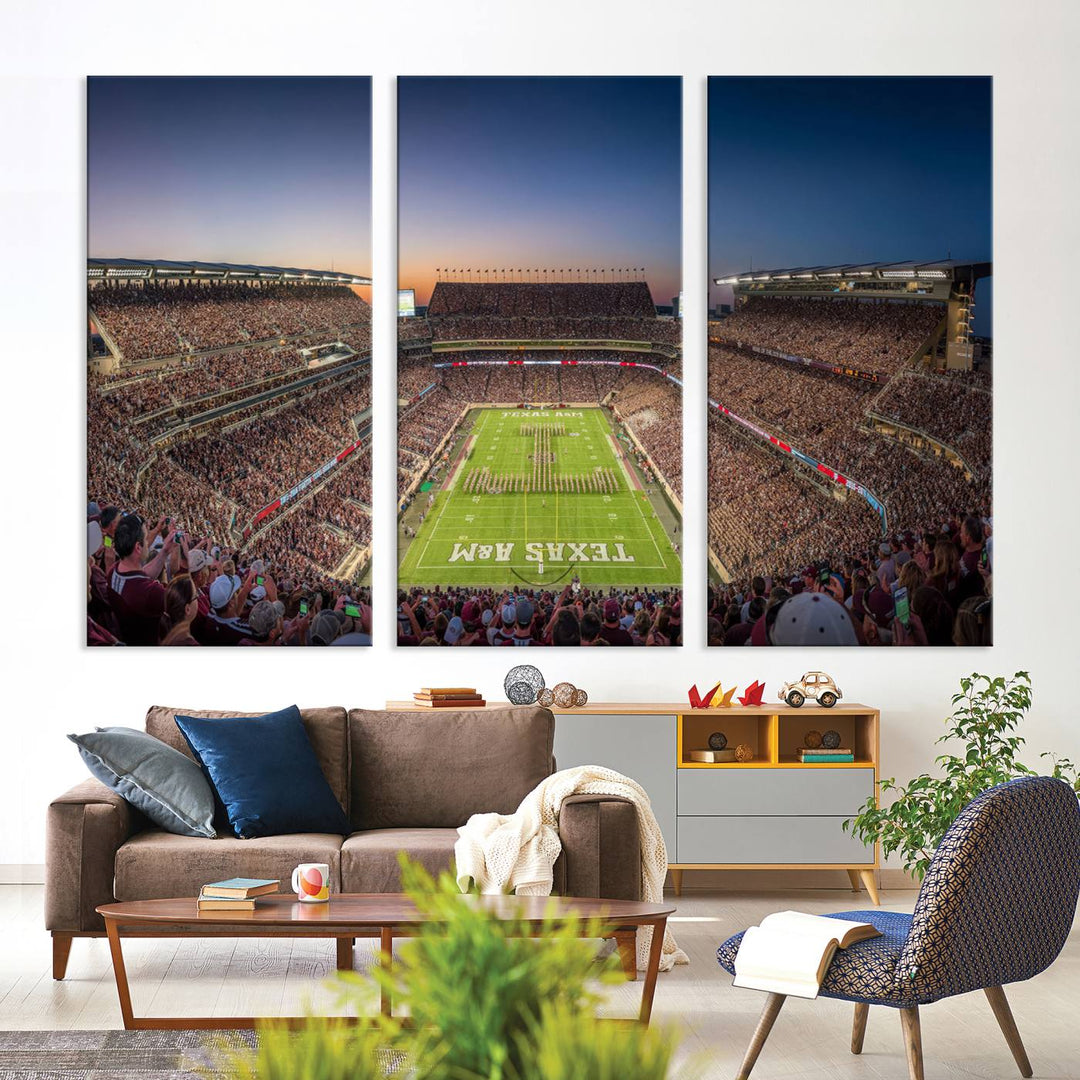 Kyle Field Wall Art Print | Large Texas A&M Aggies Football Canvas Print for Sports Enthusiasts | Framed, Ready-to-Hang Stadium Decor