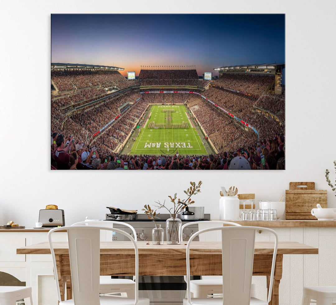 Kyle Field Wall Art Print | Large Texas A&M Aggies Football Canvas Print for Sports Enthusiasts | Framed, Ready-to-Hang Stadium Decor