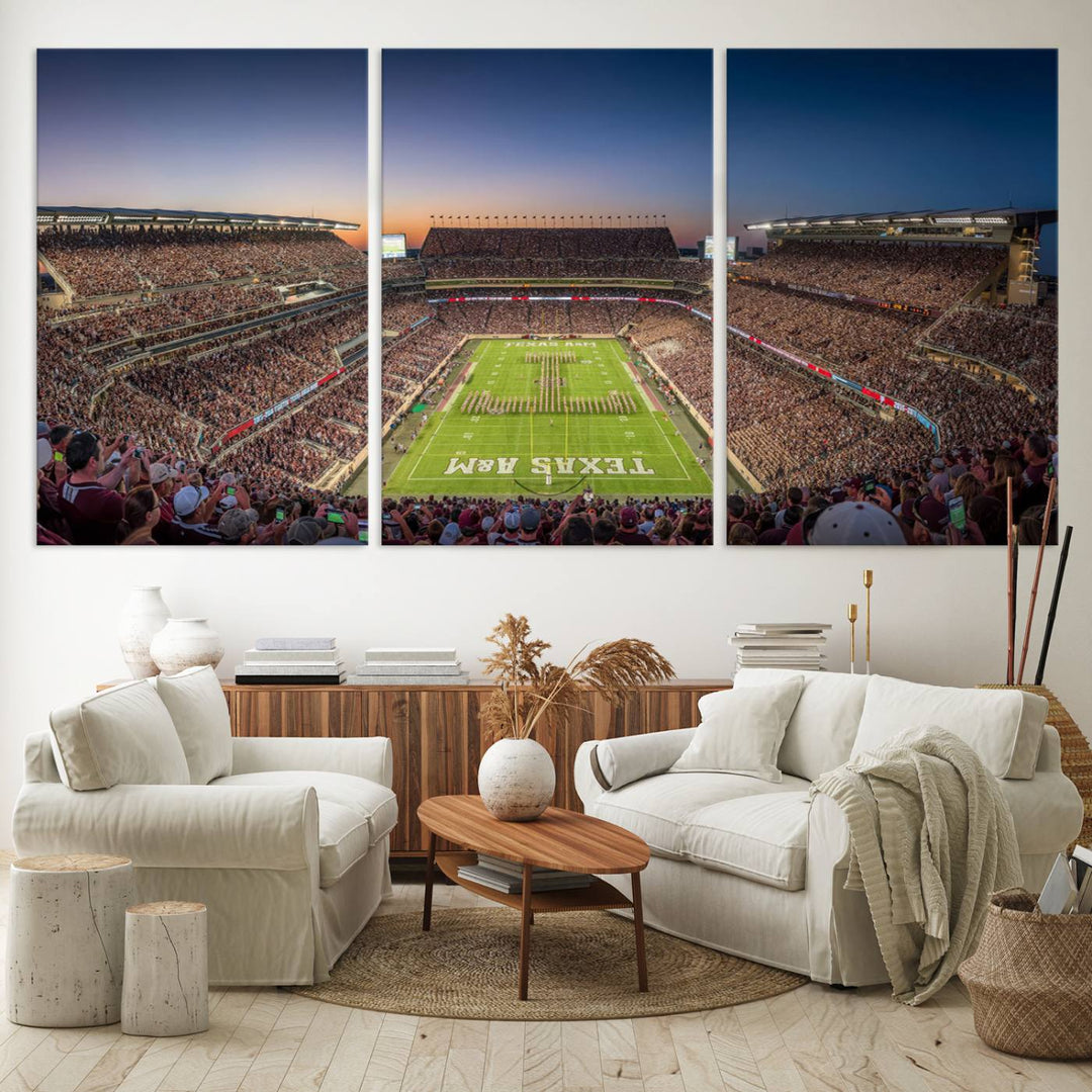 Kyle Field Wall Art Print | Large Texas A&M Aggies Football Canvas Print for Sports Enthusiasts | Framed, Ready-to-Hang Stadium Decor