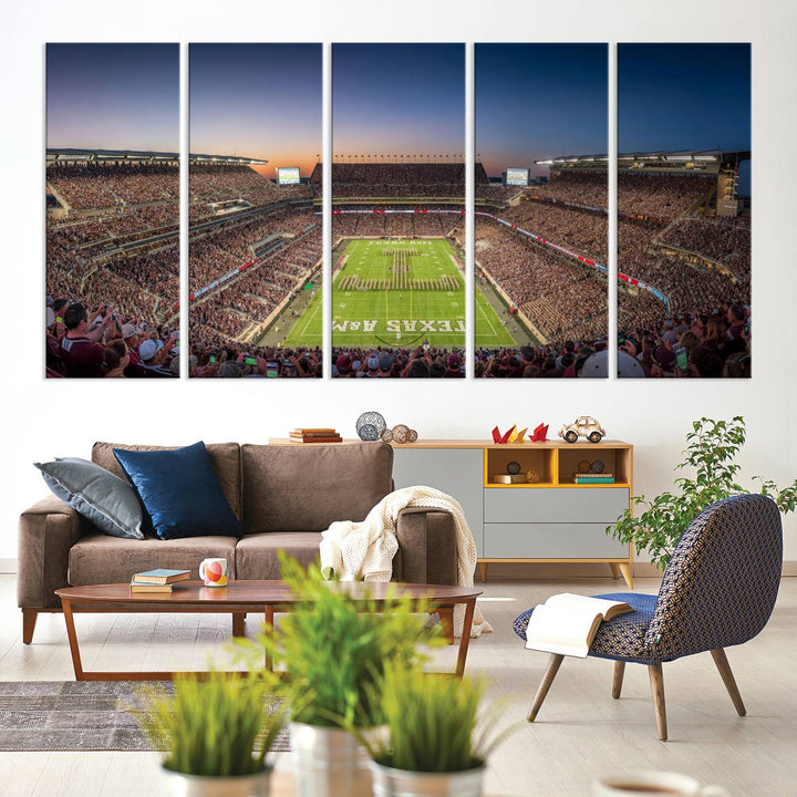 Kyle Field Wall Art Print | Large Texas A&M Aggies Football Canvas Print for Sports Enthusiasts | Framed, Ready-to-Hang Stadium Decor