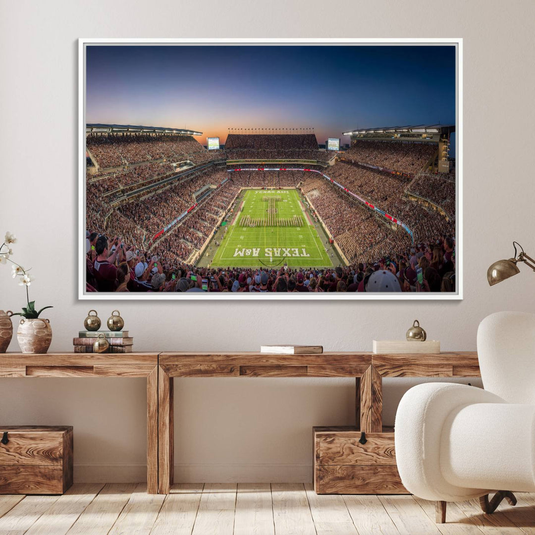 17421-MGV-FC-36X24_White-Kyle Field Wall Art Print | Large Texas A&M Aggies Football Canvas Print for Sports Enthusiasts | Framed, Ready-to-Hang Stadium Decor