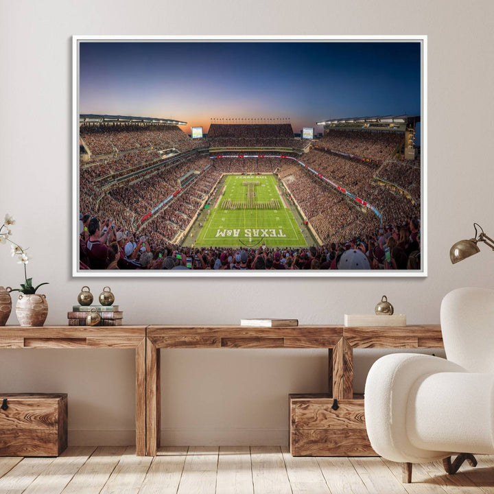17421-MGV-FC-36X24_White-Kyle Field Wall Art Print | Large Texas A&M Aggies Football Canvas Print for Sports Enthusiasts | Framed, Ready-to-Hang Stadium Decor