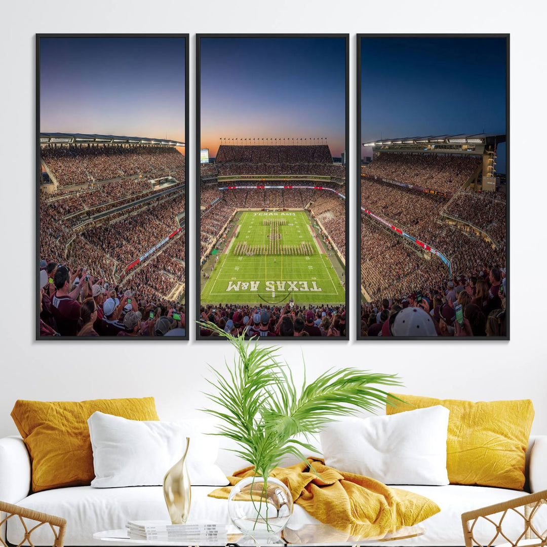 17421-MGV-FC-48X32-3P_Black-Kyle Field Wall Art Print | Large Texas A&M Aggies Football Canvas Print for Sports Enthusiasts | Framed, Ready-to-Hang Stadium Decor