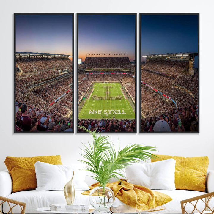17421-MGV-FC-48X32-3P_Black-Kyle Field Wall Art Print | Large Texas A&M Aggies Football Canvas Print for Sports Enthusiasts | Framed, Ready-to-Hang Stadium Decor