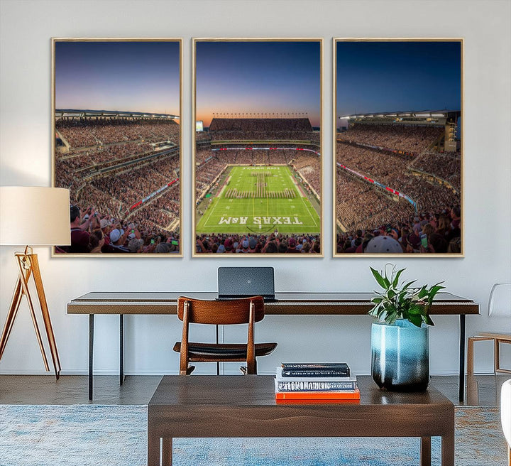 17421-MGV-FC-48X32-3P_Natural-Kyle Field Wall Art Print | Large Texas A&M Aggies Football Canvas Print for Sports Enthusiasts | Framed, Ready-to-Hang Stadium Decor