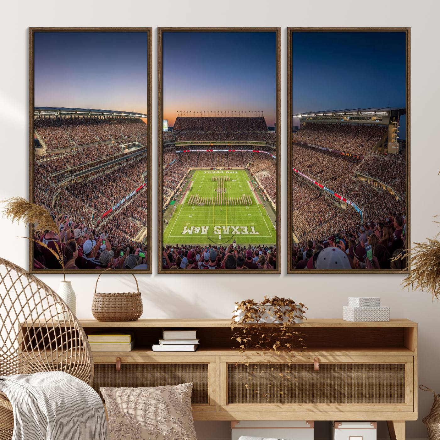17421-MGV-FC-48X32-3P_Walnut-Kyle Field Wall Art Print | Large Texas A&M Aggies Football Canvas Print for Sports Enthusiasts | Framed, Ready-to-Hang Stadium Decor