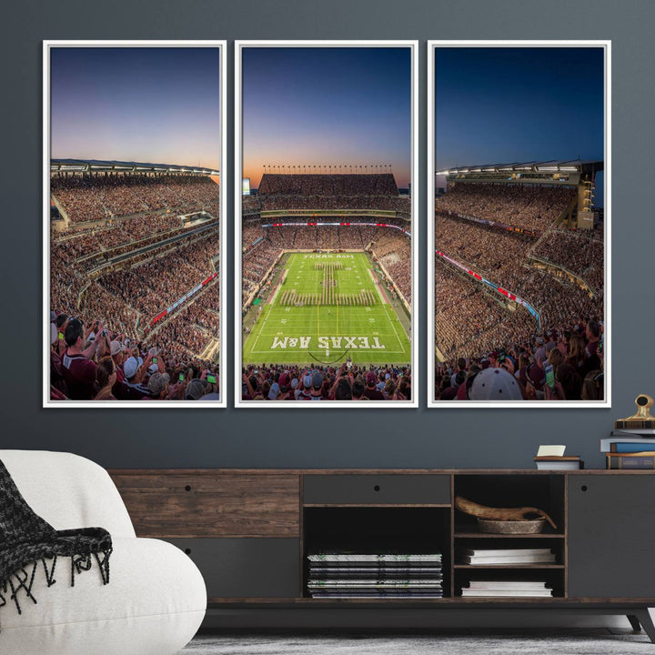 17421-MGV-FC-48X32-3P_White-Kyle Field Wall Art Print | Large Texas A&M Aggies Football Canvas Print for Sports Enthusiasts | Framed, Ready-to-Hang Stadium Decor