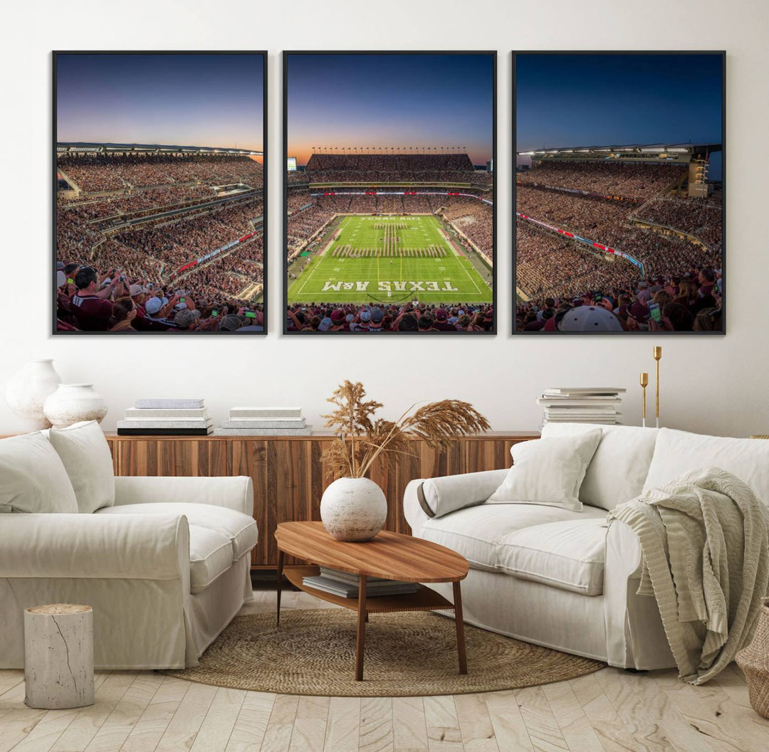 17421-MGV-FC-60X30-3P_Black-Kyle Field Wall Art Print | Large Texas A&M Aggies Football Canvas Print for Sports Enthusiasts | Framed, Ready-to-Hang Stadium Decor