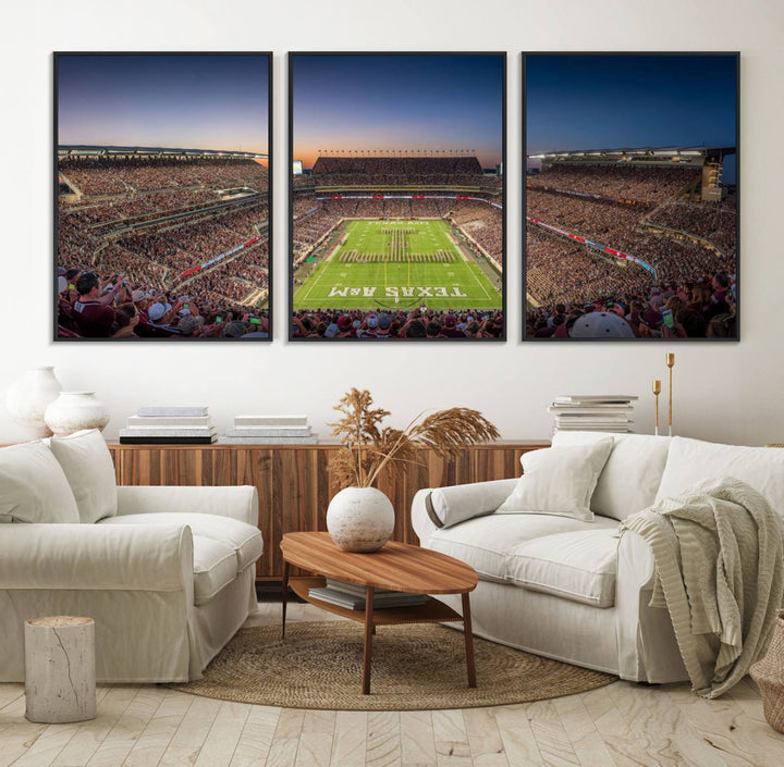 17421-MGV-FC-60X30-3P_Black-Kyle Field Wall Art Print | Large Texas A&M Aggies Football Canvas Print for Sports Enthusiasts | Framed, Ready-to-Hang Stadium Decor