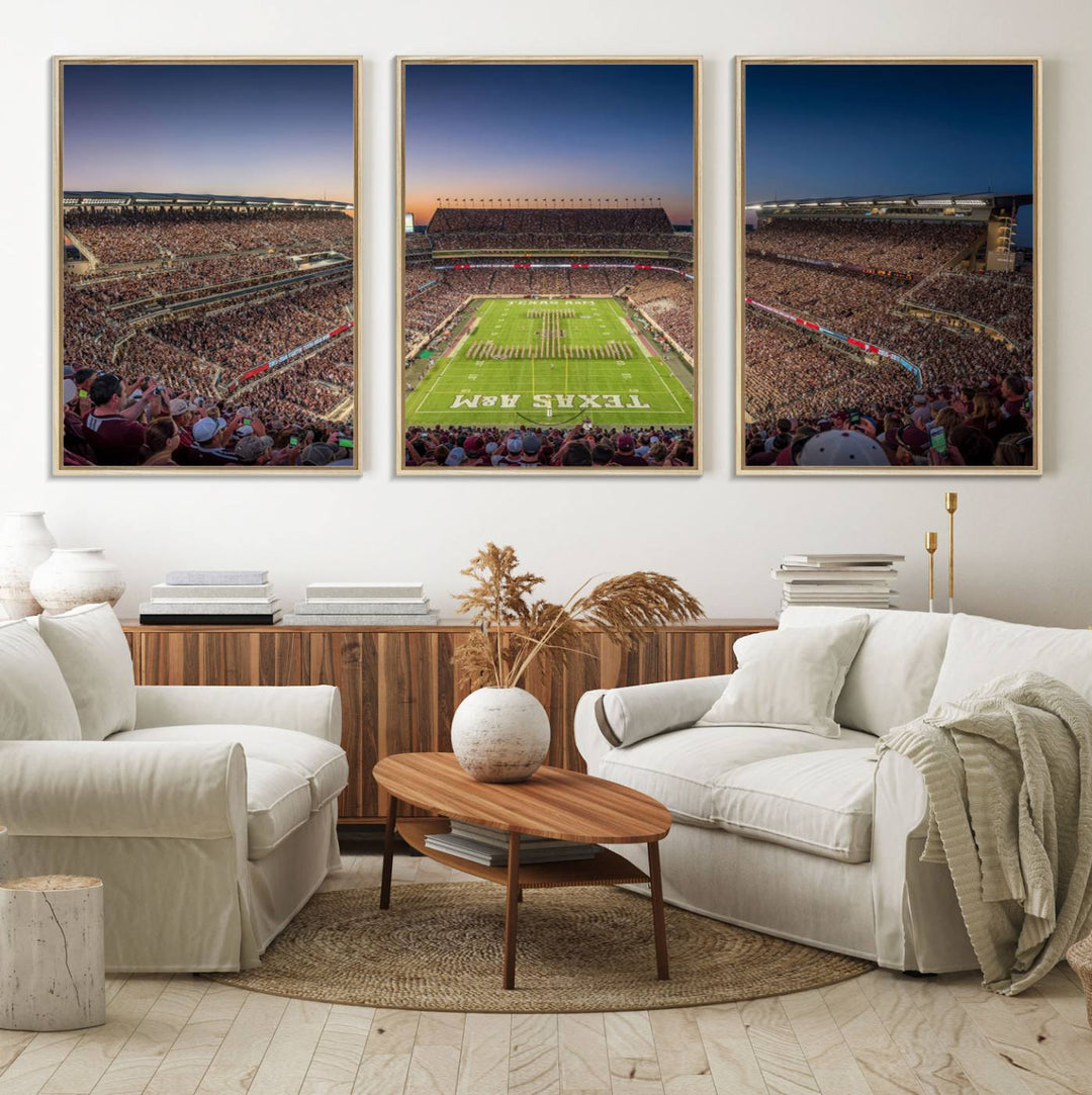 17421-MGV-FC-60X30-3P_Natural-Kyle Field Wall Art Print | Large Texas A&M Aggies Football Canvas Print for Sports Enthusiasts | Framed, Ready-to-Hang Stadium Decor