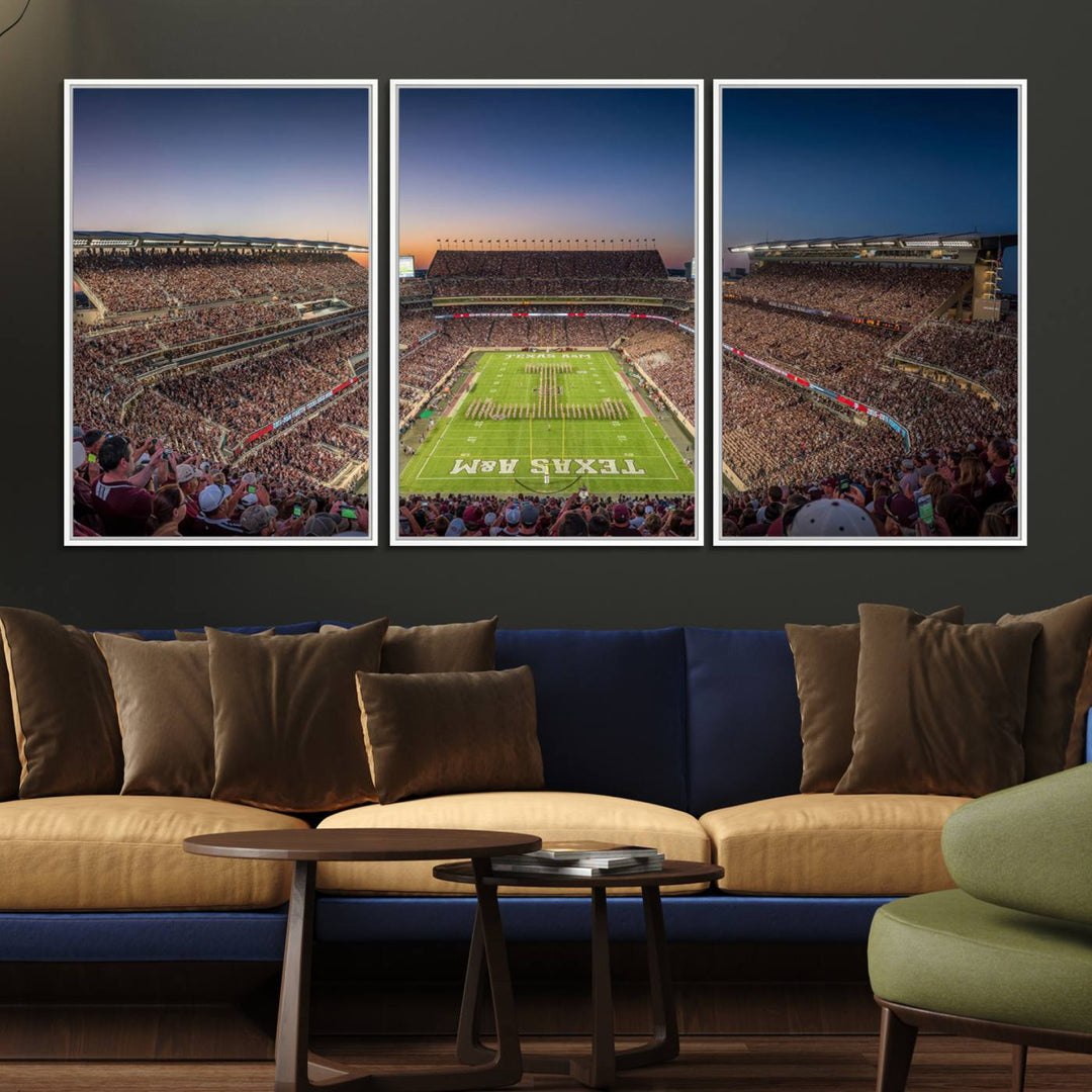 17421-MGV-FC-60X30-3P_White-Kyle Field Wall Art Print | Large Texas A&M Aggies Football Canvas Print for Sports Enthusiasts | Framed, Ready-to-Hang Stadium Decor