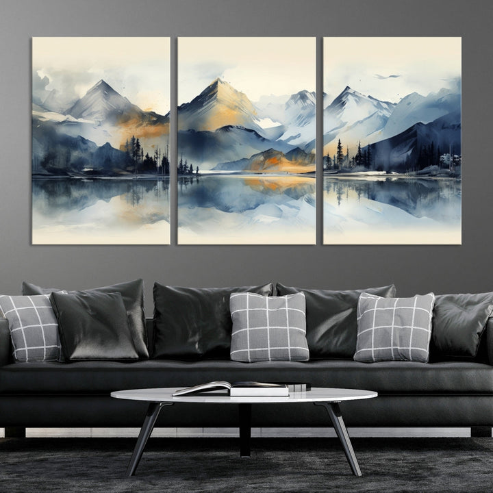 Lake Abstract Mountain Wall Art Canvas Print