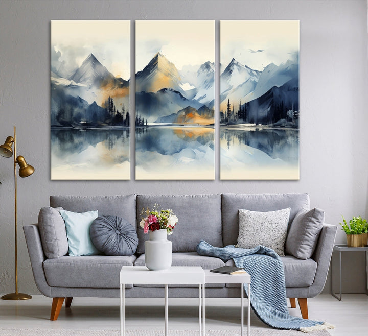 Lake Abstract Mountain Wall Art Canvas Print