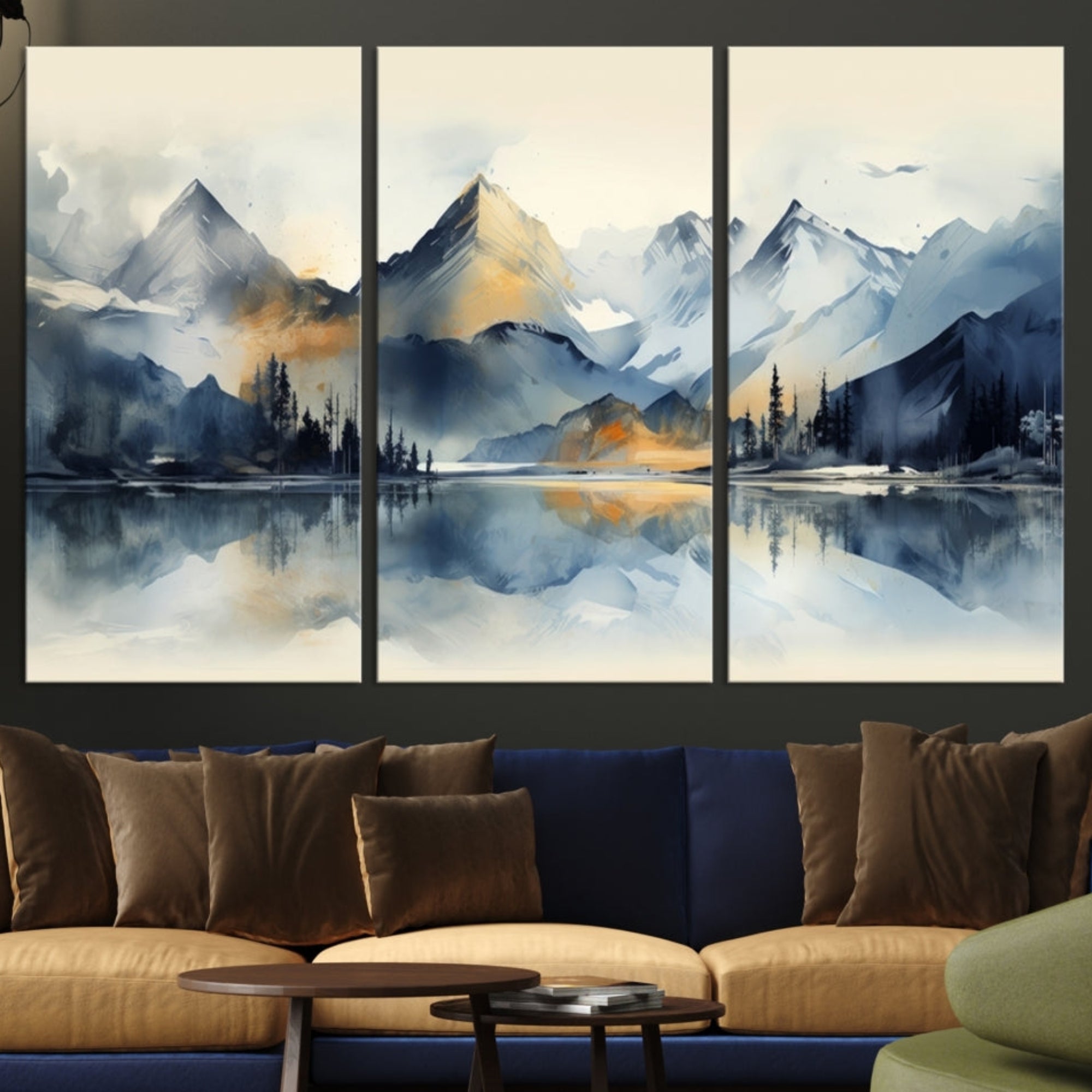 Edit-Images-Lake Abstract Mountain Wall Art Canvas Print