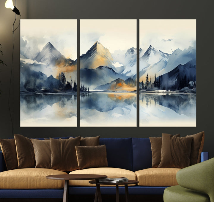Lake Abstract Mountain Wall Art Canvas Print