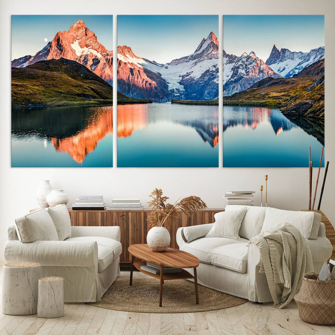 Landscape Mountain and Lake View Wall Art Canvas Print