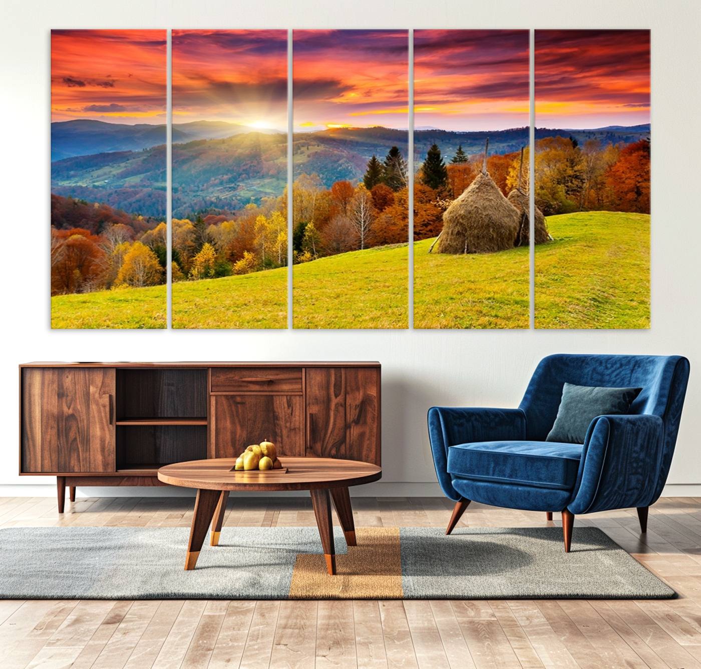 57627-MGV-CV-36X24-Landscape View Sunset Wall Art Landscape Canvas Print All Tones of Green at Sunset Landscape