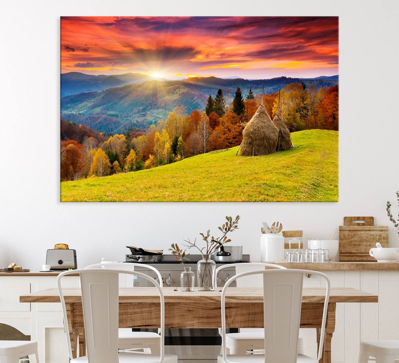 57627-MGV-CV-36X24-Landscape View Sunset Wall Art Landscape Canvas Print All Tones of Green at Sunset Landscape
