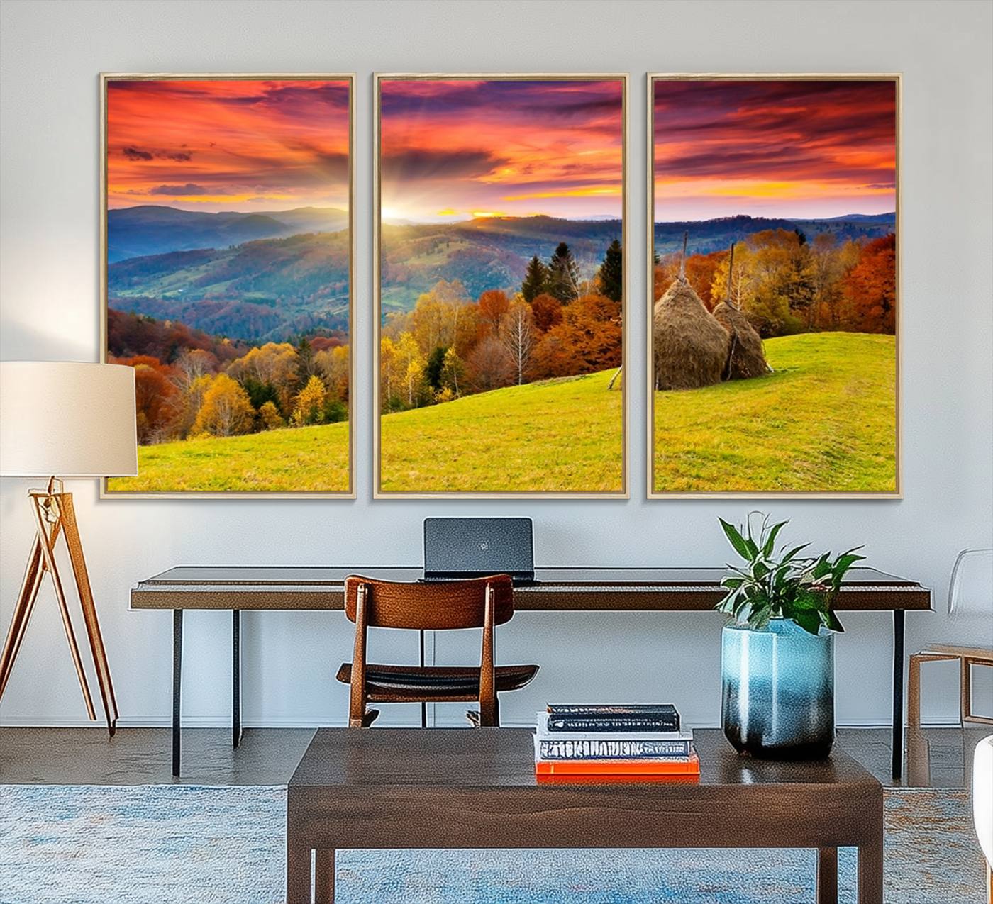 57627-MGV-FC-48X32-3P_Natural-Landscape View Sunset Wall Art Landscape Canvas Print All Tones of Green at Sunset Landscape