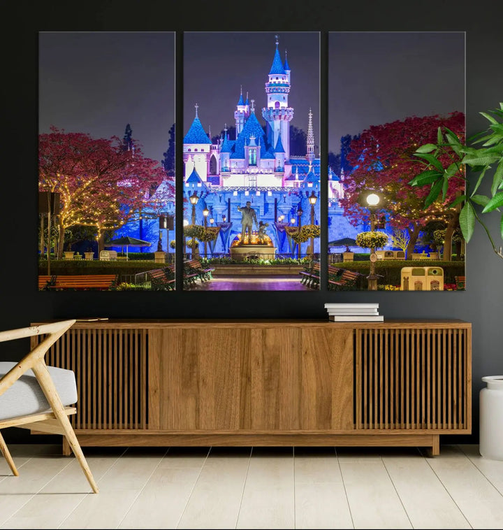 Large Disney Castle Wall Art Canvas Print - Magic Kingdom Kids Room Decoration Disney World Christmas Home Decor