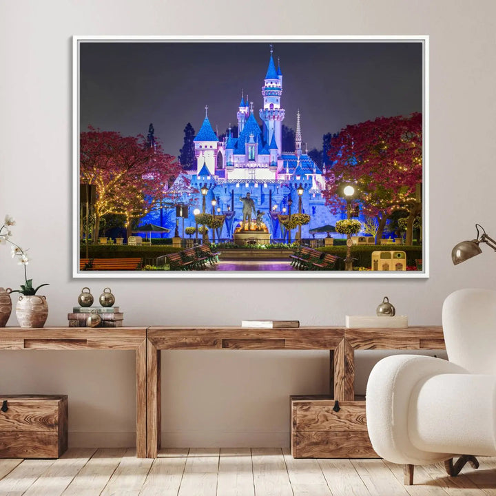 Large Disney Castle Wall Art Canvas Print - Magic Kingdom Kids Room Decoration Disney World Christmas Home Decor
