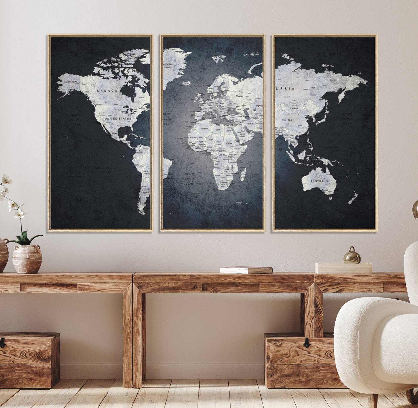 19124-MGV-FC-48X32-3P_Natural-Large Wall Art Push Pin World Map Canvas Print
