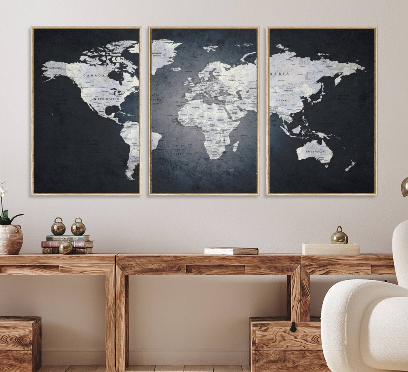 19124-MGV-FC-60X30-3P_Natural-Large Wall Art Push Pin World Map Canvas Print