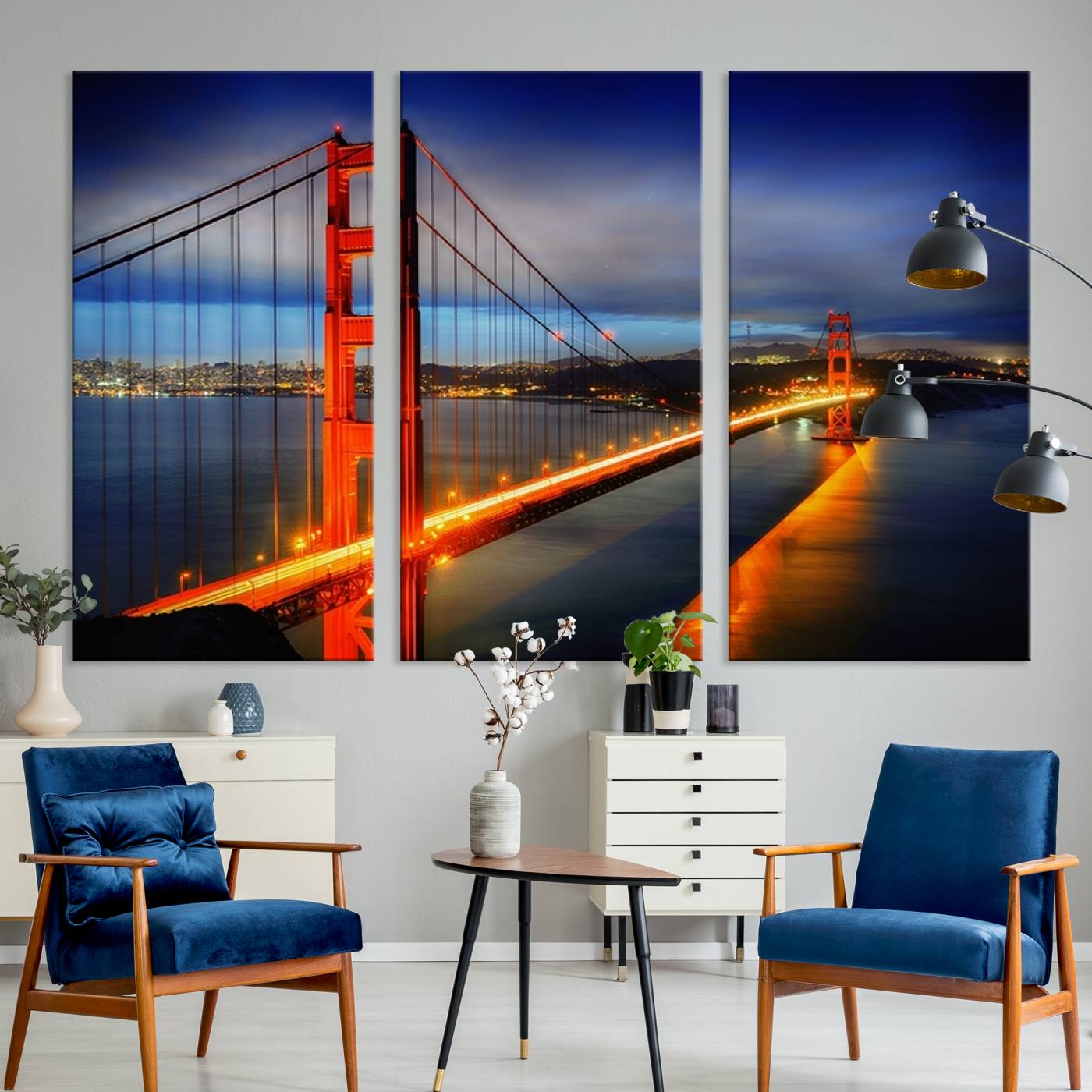 Large Wall Art San Francisco Canvas Print - Wonderful Golden Gate Bridge at Twilight