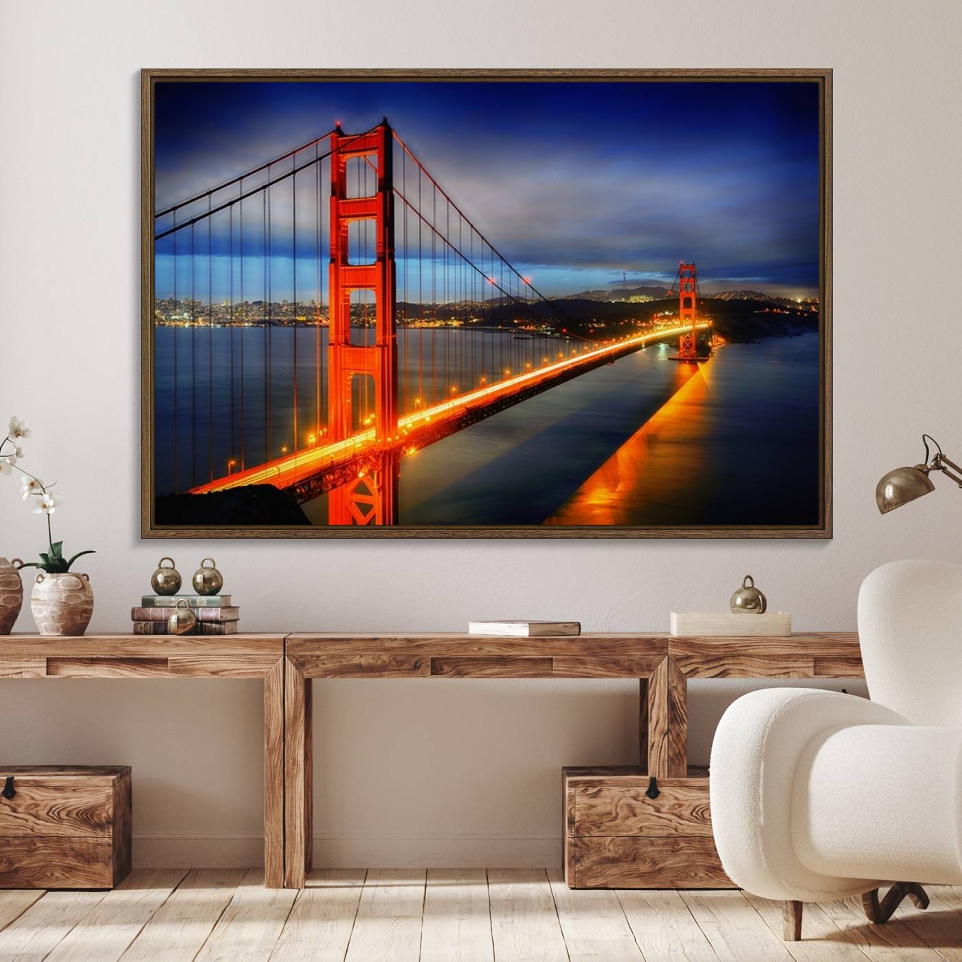 Large Wall Art San Francisco Canvas Print - Wonderful Golden Gate Bridge at Twilight
