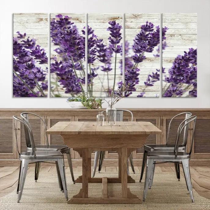 A Lavender Herb Wall Art Canvas Print, consisting of three panels on gallery-wrapped canvas, is displayed prominently.