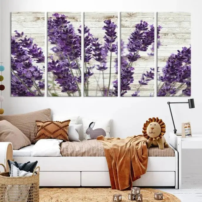 Enhance your living space with the Lavender Canvas Wall Art Flower Print, featuring a triptych of beautiful lavender flowers set against a textured background. This artwork is expertly crafted on museum-quality canvas and finished with a UV-protective coating to ensure lasting elegance. Enjoy complimentary shipping straight to your home.