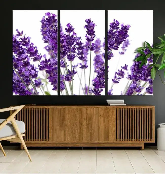 Lavender Flower Wall Art Canvas Print displayed on a museum-quality canvas against a white background.