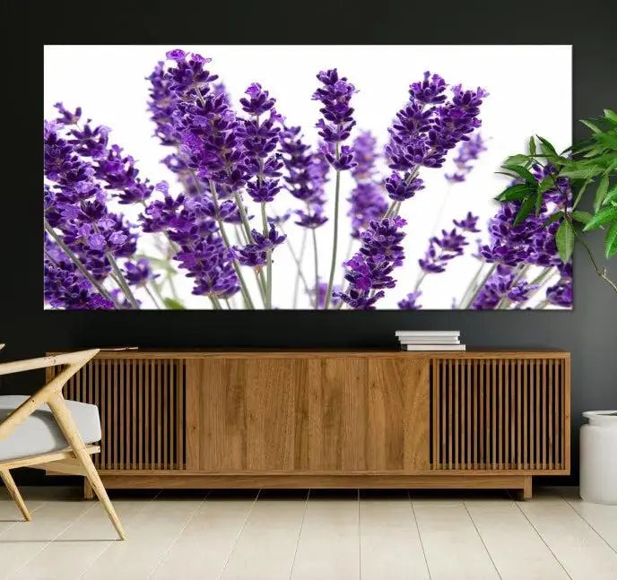 Lavender Flower Wall Art Canvas Print displayed on a museum-quality canvas against a white background.