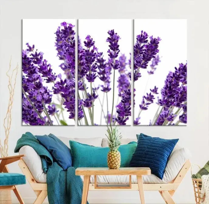 Lavender Flower Wall Art Canvas Print displayed on a museum-quality canvas against a white background.