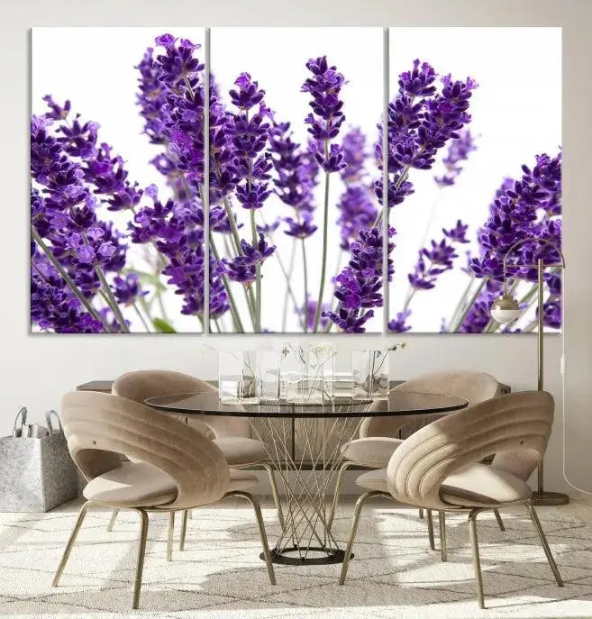 Lavender Flower Wall Art Canvas Print displayed on a museum-quality canvas against a white background.